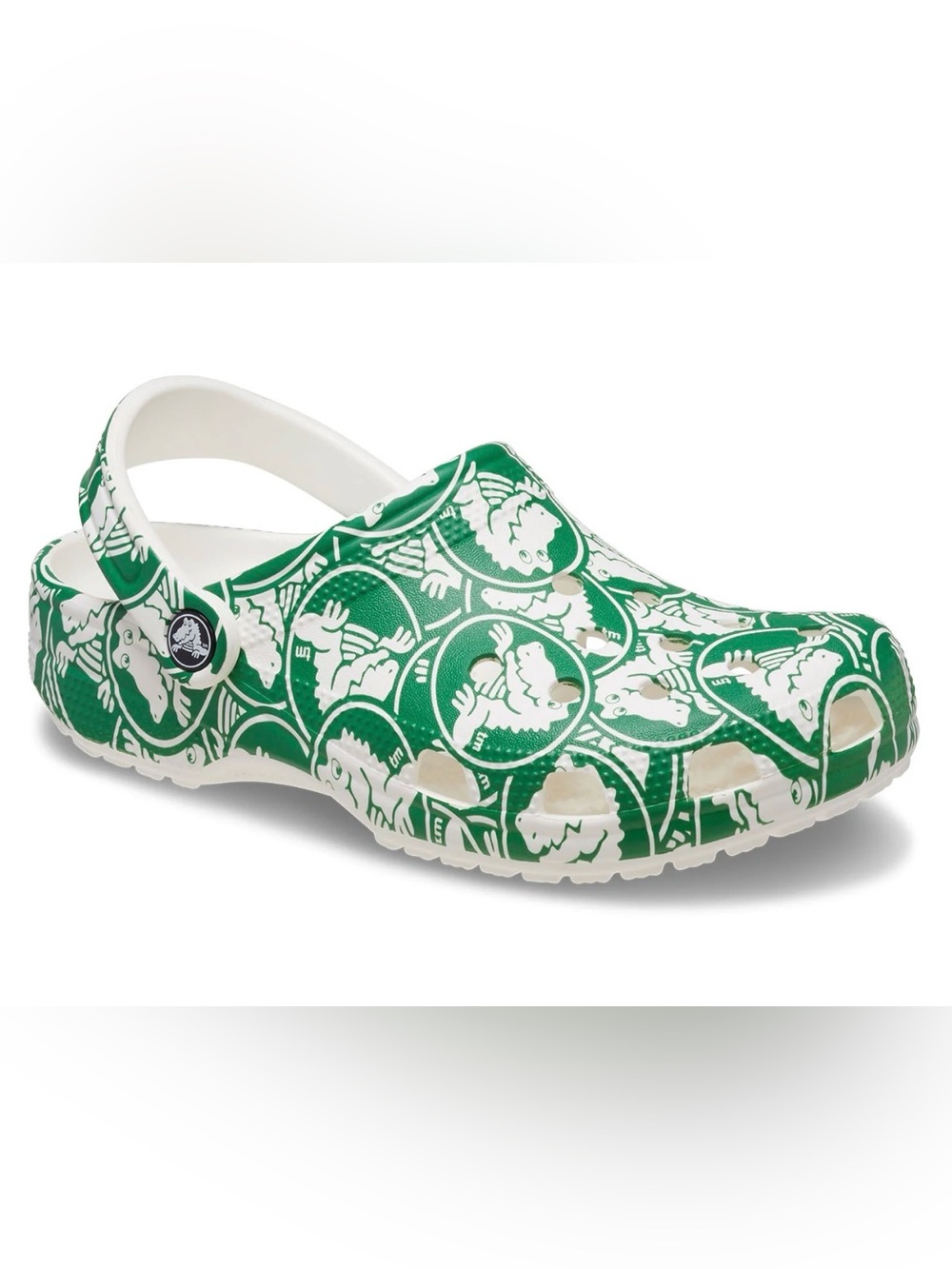 CROCS Unisex-Adult Classic Duke Print (Green and White) Clogs